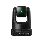 Rear view of Z-CAM P2-R1N PTZ camera with green power LED, featuring HDMI, 3G-SDI, Ethernet, USB-C, audio inputs, power connector, SD card slot, and PoE+ ports on the back panel.