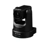 Z-CAM P2-R1 PTZ camera, black professional 4K Ultra HD PTZ video camera with 18x optical zoom, front view showing lens and illuminated status LEDs on the base