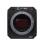 Front view of the Z CAM Z-CAM E2-S6G Super 35mm 6K cinema camera with a global shutter sensor, silver lens mount and lock/unlock lever.