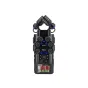 Zoom H6studio handheld audio recorder with XY microphones, front view, black body, control knobs and LCD display