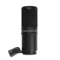 Zoom ZDM-1 large diaphragm dynamic microphone with mesh grille and pivoting stand mount, black finish, ideal for podcast and broadcast recordings.