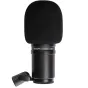 Zoom ZDM-1 large diaphragm dynamic microphone with built-in windscreen and pivoting stand mount, designed for podcast and broadcast recording.