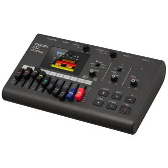 Zoom R12 MultiTrack Recorder with 8-track interface, LCD touchscreen for editing, and built-in effects for portable music production