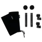 Zoom ZPC-1 matched pair of pencil condenser microphones with foam windscreens, clips, adapters, and carrying pouches on a white background