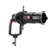 Aputure Spotlight Mount II 50° Kit with 50° ellipsoidal lens, black metal body, red adjustment knob, red side lever, and mounting bracket with silver stud, designed for ProLock and Bowens LED fixturesAputure Spotlight Mount II 50° Kit with 50° ellipsoidal lens, black metal body, red adjustment knob, red side lever, and mounting bracket with silver stud, designed for ProLock and Bowens LED fixtures