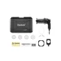 Aputure Spotlight Mount II 50° Lens Kit ar melnu cietu somu, Spotlight Mount II ierīci, 50° objektīvu, drošības ķēdi, četriem B‑size metāla gobiem, gela turētāju, oktogonālo filtru gredzenu un dokumentāciju, viss sakārtots uz ba