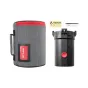 Aputure Spotlight Mount II 36° precision projection lens with black body, red button, and 36° marking, accompanied by a gray soft case featuring a red zipper.