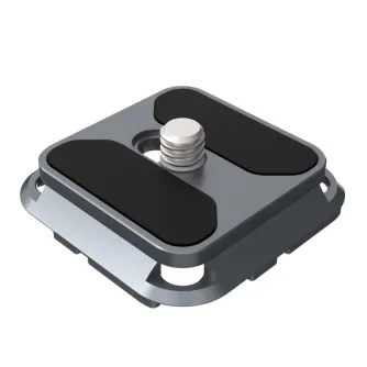 iFootage Seastars Quick Release Q38 Plate (Q38-PL) top view, aluminum body with black rubber pads and central 1/4-20 screw, safety lock for Arca-type quick release