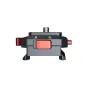 iFootage Seastars Quick Release Q38 Mini Gimbal Plate, melna un pelēka alumīnija korpuss ar sarkano bloķēšanas pogu, sarkaniem sānu pogām, augšējo 1/4" skrūvi un integrētu līmeņa rādītāju, priekšējais skats.