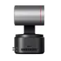 OBSBOT Tail 2 NDI PTZ camera rear view, silver cylindrical head with red stripe, black base with USB‑C, RS‑232 and power ports, AI-powered 4K live production camera