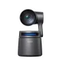 Obsbot Tail Air 4K PTZ streaming camera with AI auto tracking, 4K@30fps video, mounted on a sleek black cylindrical base with blue LED indicators.
