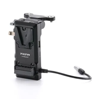 Tilta Foldable V-Mount Battery Plate for Blackmagic PYXIS 6K/12K with USB-C cable, featuring dual 14.8V P-Tap ports and 60W USB-C PD input