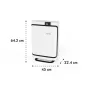 BONECO P500 air purifier, white body with black trim, 64.2 cm tall, 45 cm wide, 22.4 cm deep, front view, sleek design