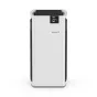 BONECO P710 air purifier front view with digital display showing 254, white body, black side panels, top handle, minimalist design for large room purification