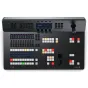 Blackmagic Design ATEM Television Studio 4K8 video mixer front panel with 8 SDI inputs, integrated control panel, joystick, and LCD display showing Camera 6 and Camera 1