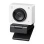 OBSBOT Meet 2 Combo Cloud White 4K AI webcam with large lens and black mounting clip, featuring gesture control and dual microphones.