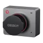Compact 4K AI webcam with privacy cover, red lens ring, and dual microphones for professional video calls and streaming.