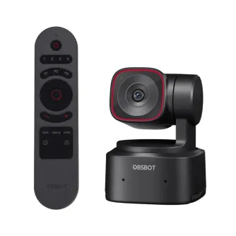 OBSBOT Tiny 2 Lite PTZ camera with smart remote control for AI tracking and professional video calls