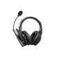 SYNCO Xtalk XMax 1 wireless intercom headset with dual ear cushions, AI noise cancellation, 500 m range, and Bluetooth connectivity, featuring a boom microphone against a white background.
