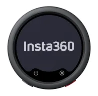 Insta360 Mic Pro Transmitter Graphite Black – circular wireless lavalier microphone transmitter with customizable E‑ink display, power and record buttons, red side button, shown front-on against a white background.Insta360 Mic Pro Transmitter Graphite Black – circular wireless lavalier microphone transmitter with customizable E‑ink display, power and record buttons, red side button, shown front-on against a white background.