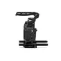 Tilta Camera Cage for Sony FX5 Pro Kit mounted on a tripod, featuring NATO rails, Xeno handles, and a cable management system for modular cinema setups.