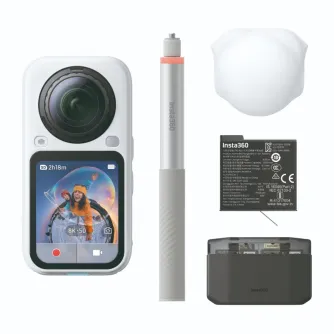 Insta360 X6 Essentials Bundle Arctic White ar 8K video, pašbildes kāts, objektīva aizsargs, akumulators un uzlādes kaste