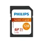 Philips 128 GB SDXC UHS-I U1 atmiņas karte, klase 10, V10, ar zilu logotipu un oranžu kapacitātes zīmogu