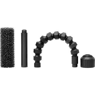 Набор PMI Smoke-Shaping Nozzles 2.0 включает черный сетчатый фильтр, прямую черную насадку, гибкую сегментированную черную насадку в виде дуги и ребристый черный колпак на белом фоне.