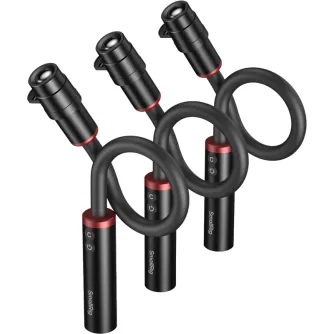 SmallRig 6520 RM 03 3-pack macro LED video lights with flexible necks and red accent rings, arranged in a clean composition.