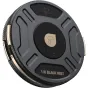 PolarPro Mini MagLock Black Mist 1/8 мягкий фильтр, вид сверху с гравировкой "1/8 BLACK MIST" и логотипом, вид сбоку с золотыми акцентами и надежной MagLock системой для камер Leica Q3 и Fujifilm X100VI.