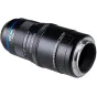 Laowa Aksen 45 mm f/2.8 1‑5X Ultra Macro APO lens for L‑Mount mirrorless cameras, featuring a blue accent ring, parfocal zoom ring with 1‑5X markings and a fixed 40.35 mm working distance.