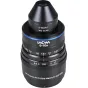 Laowa 5‑10x ultra‑makro 17,5 mm f/1,7 objektīvs Nikon F, ar 22,48 mm darba attālumu, zilu akcentu gredzenu un pilna izmēra priekšējo elementu, ideāli piemērots augstas palielināšanas makrofotogrāfijai.