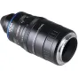 Laowa Aksen 17.5mm f/1.7 5-10X Ultra Macro APO L-Mount lens featuring a blue accent ring, manual focus scale, and front glass element, highlighting its macro capabilities and L-Mount mount.
