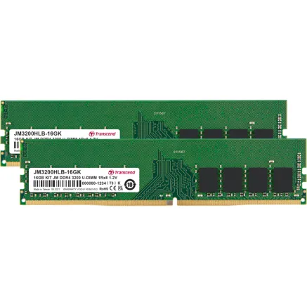 TRANSCEND JetRAM Kit DDR4-3200 U-DIMM CL22 (1Rx8) 16GB