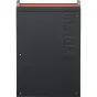 Compact Fujifilm Instax Mini Link Plus B printer with a black textured body, orange accent strip, and embossed Instax logo on the front.