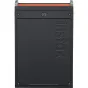 Fujifilm Instax Mini Link Plus B EX D printer back panel, black textured surface, orange accent, embossed instax logo, toggle switch and screws