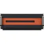 Fujifilm Instax Mini Link Plus printer top view, black ribbed body with orange accent strip and rectangular cutout, side latches visible