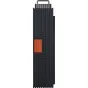 Fujifilm Instax Mini Link Plus B EX D printer with a black textured body, vertical ridges, orange accent panel, and silver top handle