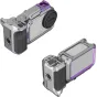 SmallRig modular street photography kit for DJI Osmo Action 6, featuring a silver and purple cage with a side handle, wrist strap, and silicone lens cap, designed for secure and versatile shooting.