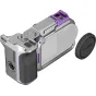 SmallRig modular street photography kit for DJI Osmo Action 6, featuring a silver cage with purple accents, side handle, wrist strap, silicone lens cap and cold shoe adapter