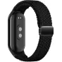 Tech-Protect melns pītā neilona pulksteņa siksna Xiaomi Smart Band 8/9, ar aizmugures sensoru skatu un drošu sprādzi.