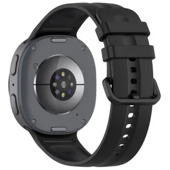 Tech-Protect melns silikona pulksteņa siksna Samsung Galaxy Watch 40/44/46 mm, ar metāla sprādzi un ātrās atbrīvošanas savienotāju.