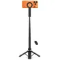 Tech-Protect black 2-in-1 selfie stick-tripod with magnetic MagSafe mount, extending up to 94 cm, includes a Bluetooth remote for hands-free shooting.