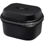 Black Rode Wireless GO Charge Case+ with textured zippered exterior, compact design for storing and charging the Wireless GO (Gen 3) and Wireless PRO wireless microphone systems.