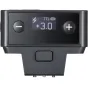 Черный Godox iT20 компактный TTL вспышка для Fujifilm, с цифровым дисплеем +3.0, кнопками «+» и «-», и аккумулятором с USB-C для зарядки.