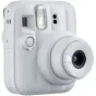 Белая Fujifilm Instax Mini 13 instant camera с 60 мм объективом, встроенной автоматической вспышкой, кнопкой таймера и зеркалом для селфи, компактный вид спереди
