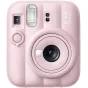 Канди-розовый Fujifilm Instax Mini 13 instant camera спереди, 60 мм объектив, встроенная вспышка, кнопка таймера и зеркало для селфи.