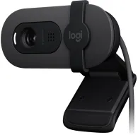 Melna Logitech Brio 100 webkamera ar 1080p indikatoru, slēdzi privātumam un iekļautu mikrofonu, piestiprināta pie klipaMelna Logitech Brio 100 webkamera ar 1080p indikatoru, slēdzi privātumam un iekļautu mikrofonu, piestiprināta pie klipa