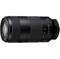 Sony FE 100-400mm f/5.6-8.0 OSS super-telephoto zoom lens displayed in full side view with front element, focus distance scale, and lock switchSony FE 100-400mm f/5.6-8.0 OSS super-telephoto zoom lens displayed in full side view with front element, focus distance scale, and lock switch