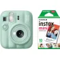 Камера Fujifilm Instax Mini 13 в цвете лагуна с встроенной вспышкой и таймером, в комплекте с упаковкой Fujifilm Instax Mini на 10 листов.